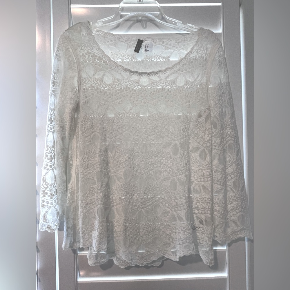 Size 6, Divided brand by H&M, Lacey top in cream.